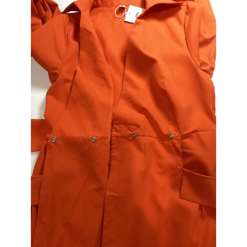Mermaigirl Women Dress Size M Orange Long Sleeve Belted Wrap Midi Dress NWT - Picture 8 of 11